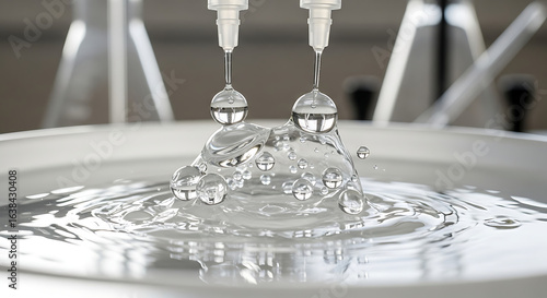 Water droplets create ripples in lab setting during experiment