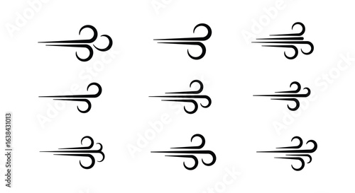 Wind Gusts and Air Flowing Vector Illustration Graphic Design silhouette