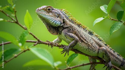 Wallpaper Mural Eastern water dragon perched on a branch amidst lush green foliage Torontodigital.ca