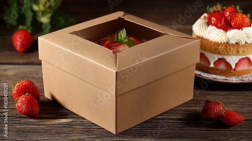 Eco-friendly product brand mockup with kraft paper cake box