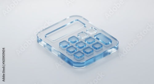 Transparent glass calculator icon on white background.