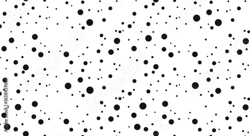 Seamless polka dot pattern. Random black dots background. Transparent PNG and vector illustration.