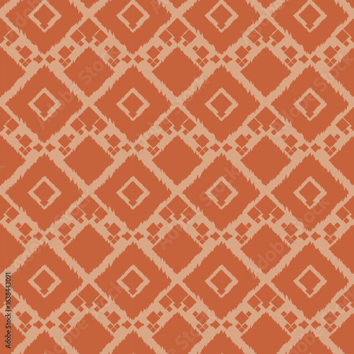 Ikat handwoven diamond – rustic artisan clay seamless pattern