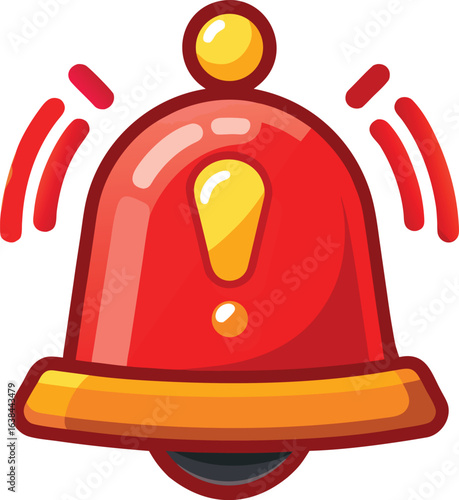 Illustration of a Red Fire Alarm Bell on a White Background