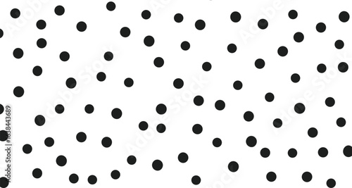 Seamless polka dot pattern. Random black dots background. Transparent PNG and vector illustration.