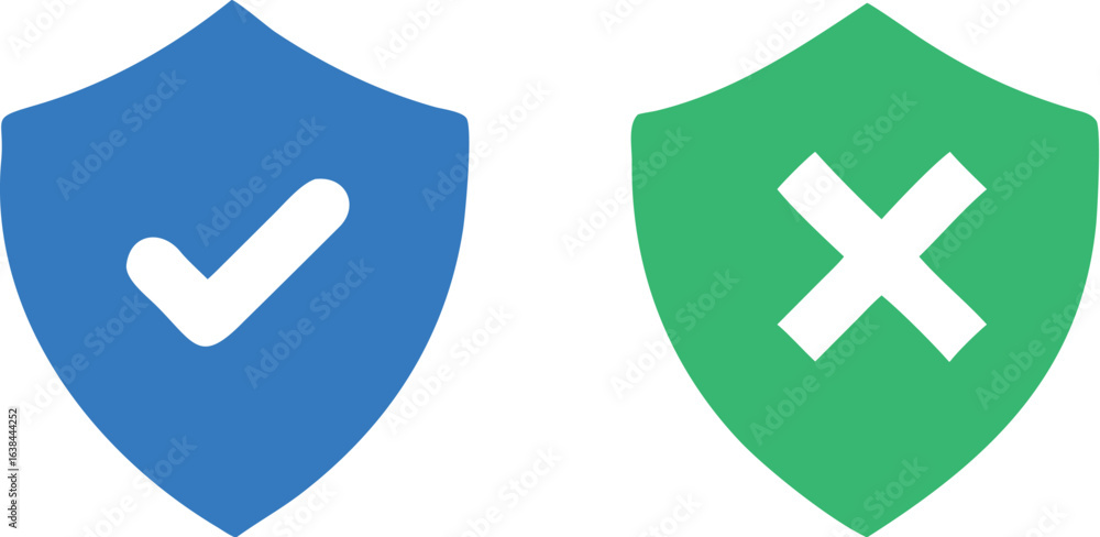 Obraz premium Tick mark Cross sign with shield icon