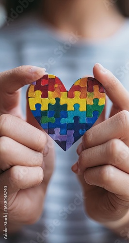 Wallpaper Mural Hands holding a rainbow puzzle heart Torontodigital.ca