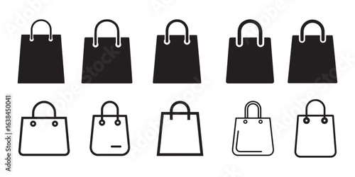 Shopping Bag Icon Set Vector on White Background