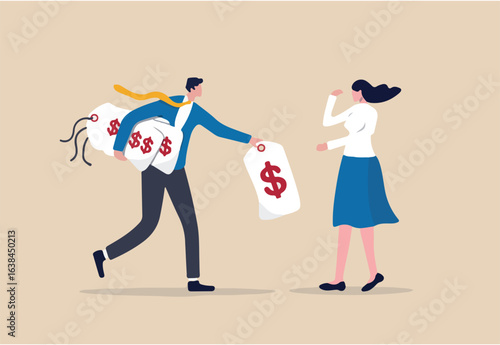 Business pricing model, how to calculate price that customer have to pay for work concept, businessman offer price tag option for customer or client to choose.