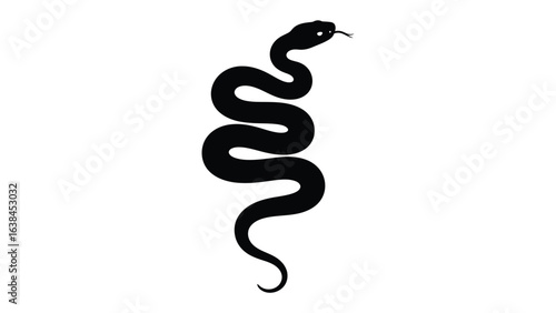 Black Snake Silhouette: A sleek black snake silhouette, captured in a striking monochrome contrast, coils with a sense of coiled power and subtle danger, perfect for symbolic or illustrative use.