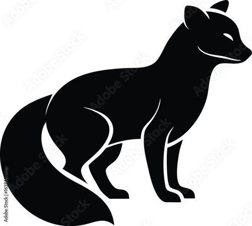 Arctic fox silhouette animal vector icon isolated on white for wildlife winter and tundra design