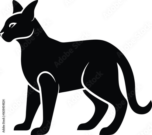 Caracal wild cat silhouette vector icon isolated on white for wildlife and savanna themed design