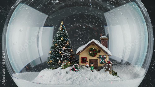 Magical Happy Christmas Night in UHD with Twinkling Stars and Glitter Snowflakes