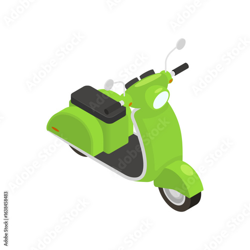 Stylish green motor scooter illustration for modern urban transportation