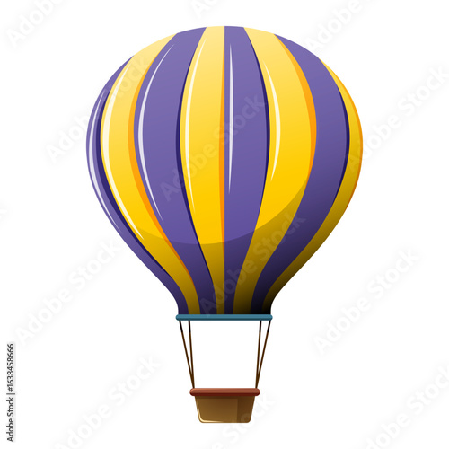 Colorful striped hot air balloon representing aerial journey and joyful adventure