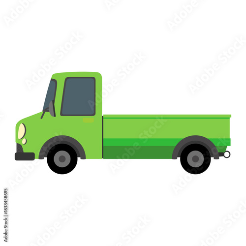 Green Pickup Truck Illustration Simple Design