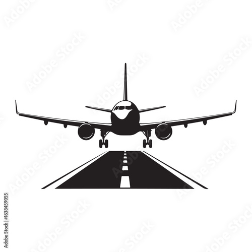 Airplane passenger travel silhouette icon. Aeroplane vector icon aircraft isolated symbol shape