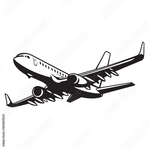 Airplane passenger travel silhouette icon. Aeroplane vector icon aircraft isolated symbol shape