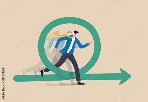 Agile methodology for business or software development, flexibility work in modern company management concept, smart businessman running fast with agility effect on circular agile life cycle workflow.