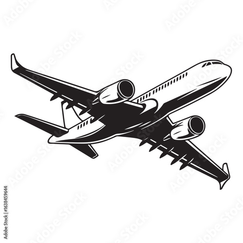 Airplane passenger travel silhouette icon. Aeroplane vector icon aircraft isolated symbol shape