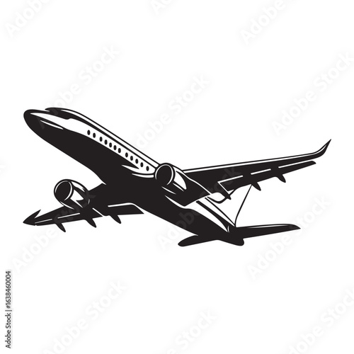 Airplane passenger travel silhouette icon. Aeroplane vector icon aircraft isolated symbol shape