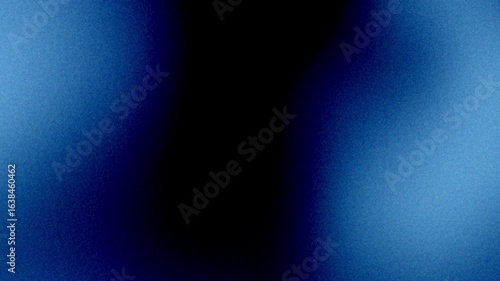 Soft blue to royal blue gradient wave on black background 4K. Abstract dark backdrop with flowing motion of blurred lights. Grainy noise, rough, grunge texture. Retro, old, vhs, lo-fi, analog design