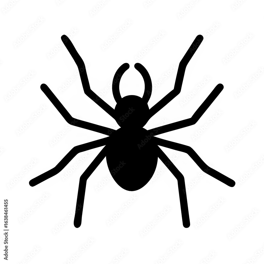 Obraz premium Spider Icon, Black Silhouette Vector, Arachnid Symbol, Simple Line Art Design