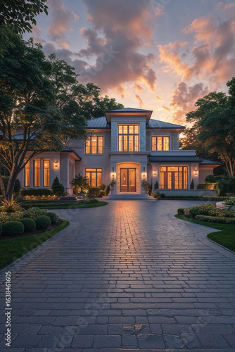 Luxury Modern House at Sunset