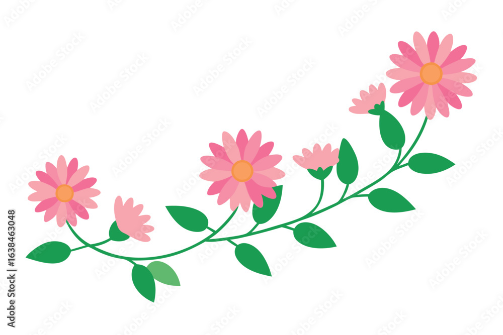 Fototapeta premium Elegant floral border design with botanical elements