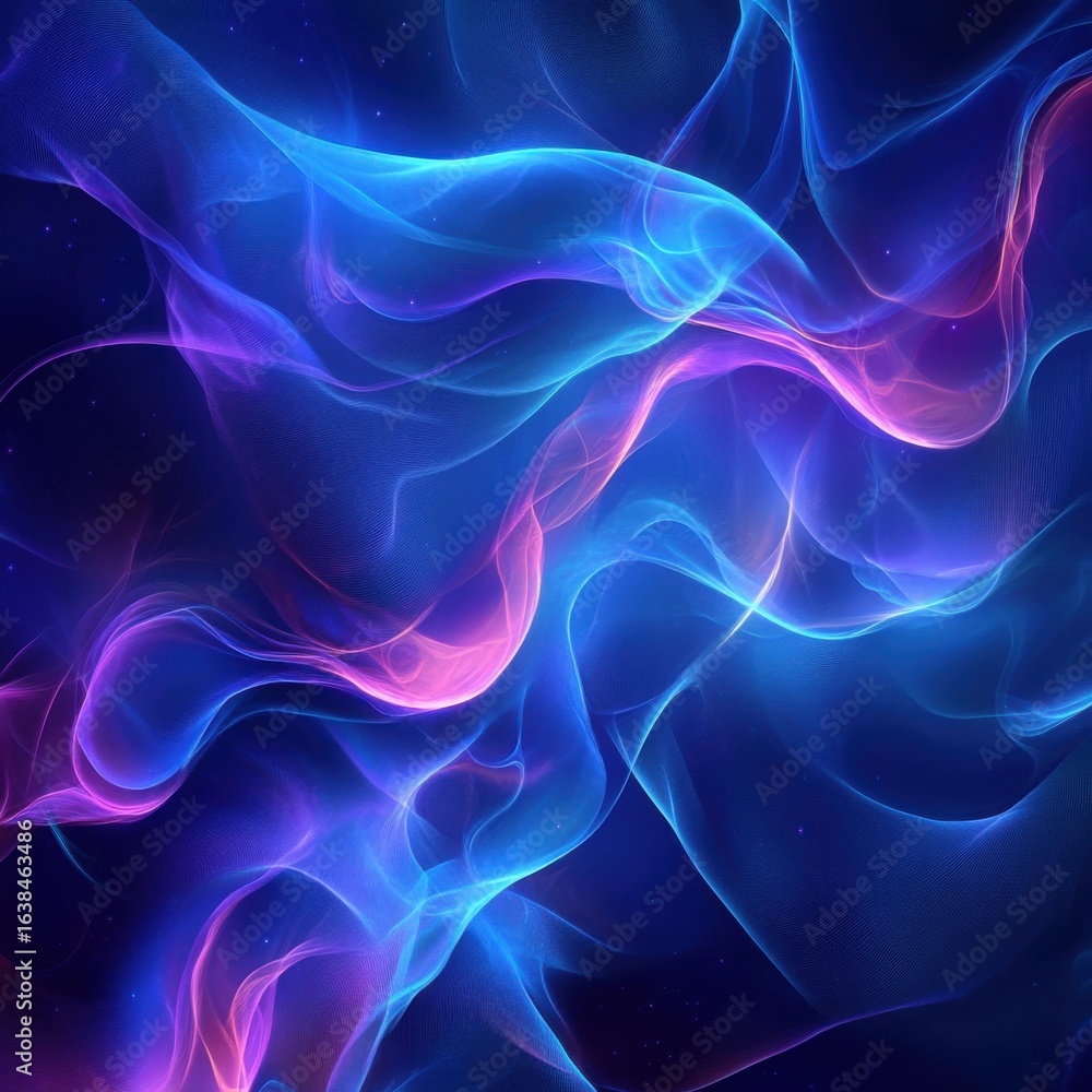 Fototapeta premium Abstract glowing waves of blue, purple, and pink light creating a mesmerizing and ethereal background effect