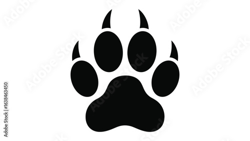 Paw Print: A simple paw print icon in solid black, symbolizing a universal symbol of animal presence and wilderness.