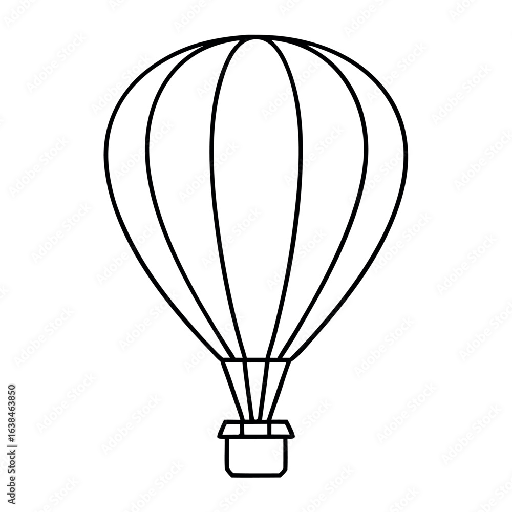 Naklejka premium Classic hot air balloon line drawing illustration with vibrant color options