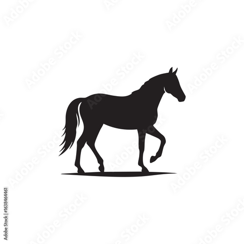 Black horse silhouette isolated on white background