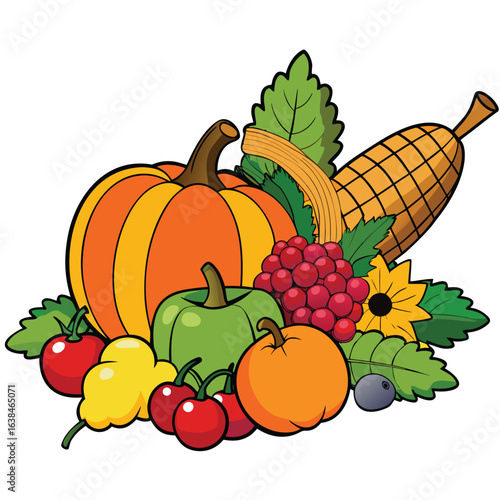 A healthy assortment of fresh, ripe, and organic fruits and vegetables is ready for a nutritious diet