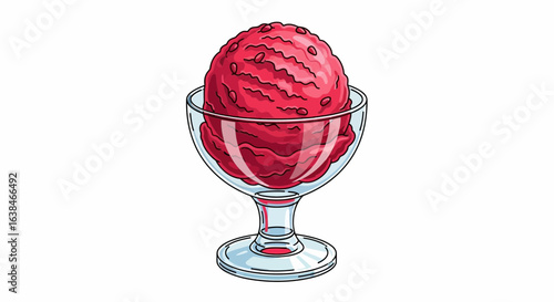 Artistic depiction of a delectable raspberry ice cream in a glass goblet