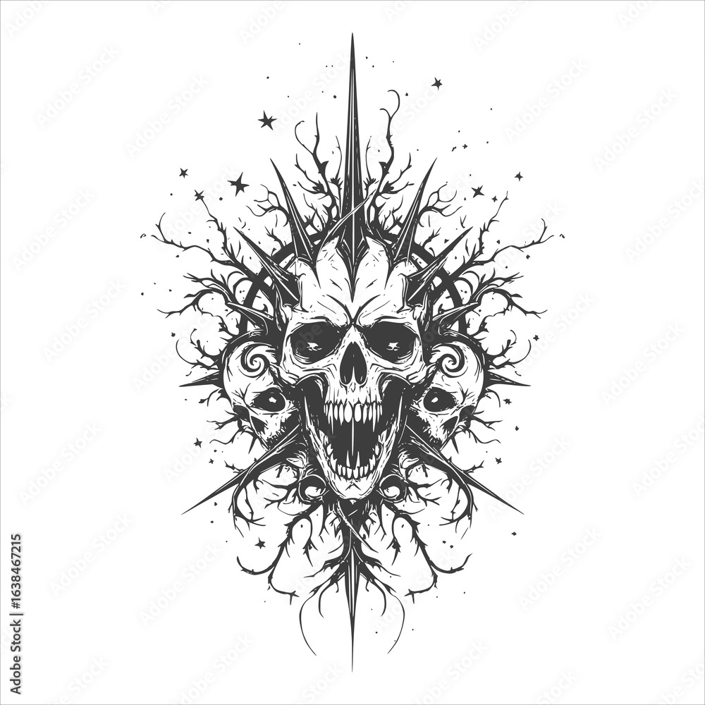 Fototapeta premium Gothic Tribal Tattoo Design Vector Illustration Set