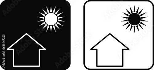Keep away from sunlight icon set . Packaging symbol . Keep away from heat icon vector . isolated on white background
