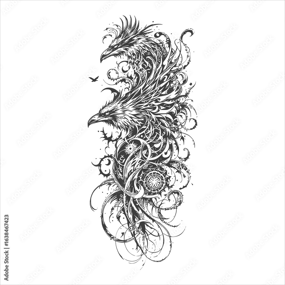 Fototapeta premium Gothic Tribal Tattoo Design Vector Illustration