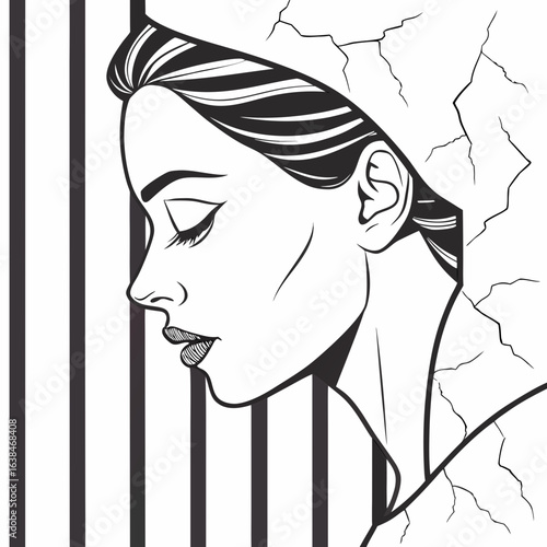 "Cracked face illustration."