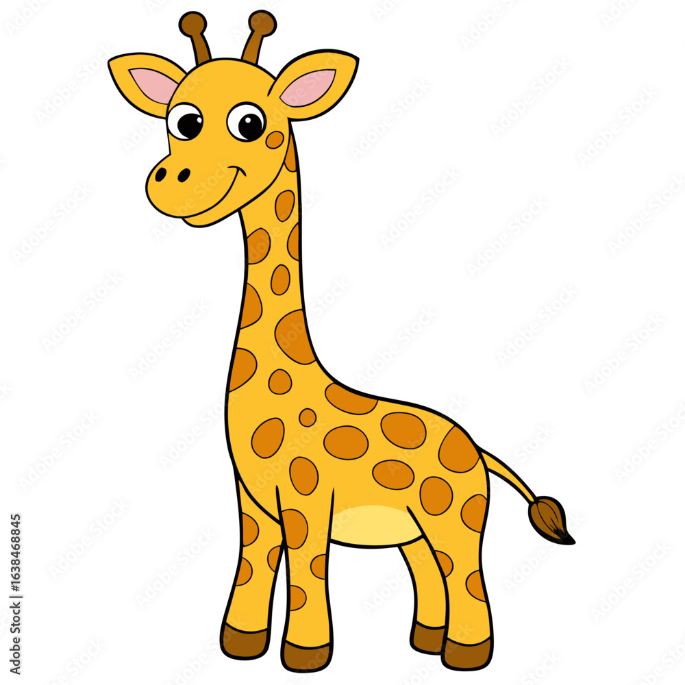 Obraz premium Cartoon Watercolor Illustration of Giraffe Animal Clipart