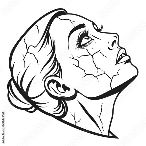 "Cracked face illustration."