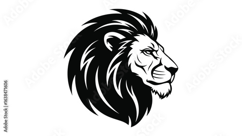 Lion Portrait: A striking black and white illustration of a lion's head and mane, capturing the regal essence of the animal.