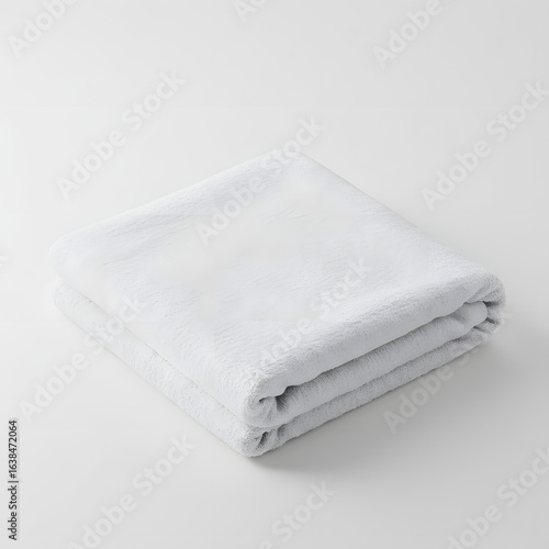 Soft white bath towel isolated on white background