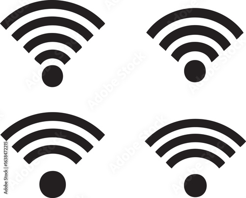 Four black and white wifi signal icons arranged in a grid