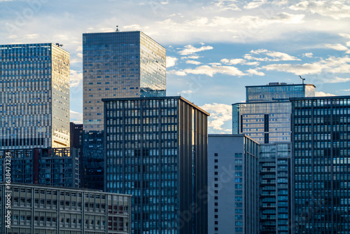 modern office building exterior in downtown financial district in Chengdu