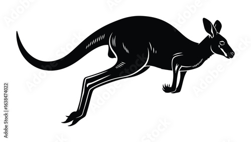 Dynamic Kangaroo in Silhouette: A powerful and dynamic silhouette of a kangaroo leaps gracefully. conveying the spirit of the outback.