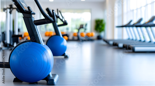 A contemporary gym's interior with rows of stationary bikes and exercise equipment