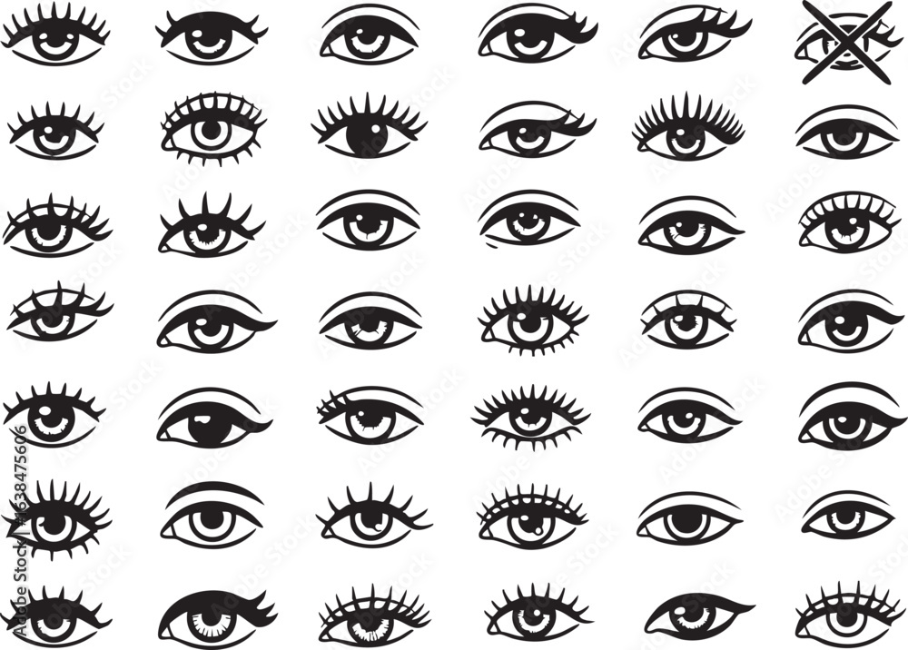 Fototapeta premium Collection of hand drawn eye illustrations with varied expressions and styles
