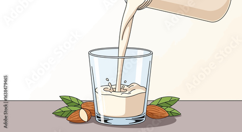Almond milk splash: illustrating the creaminess and nutritional goodness