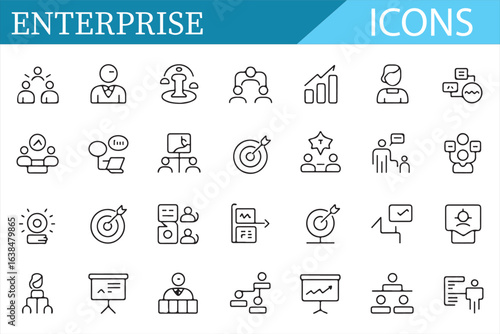 Enterprise Icons for Leadership, Collaboration, and Corporate Design